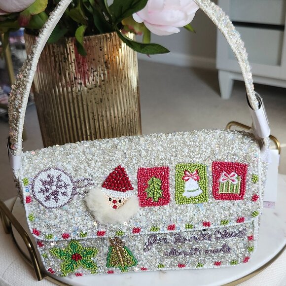 Viral Beaded Christmas, Santa, Holiday Handbag - Picture 3 of 6